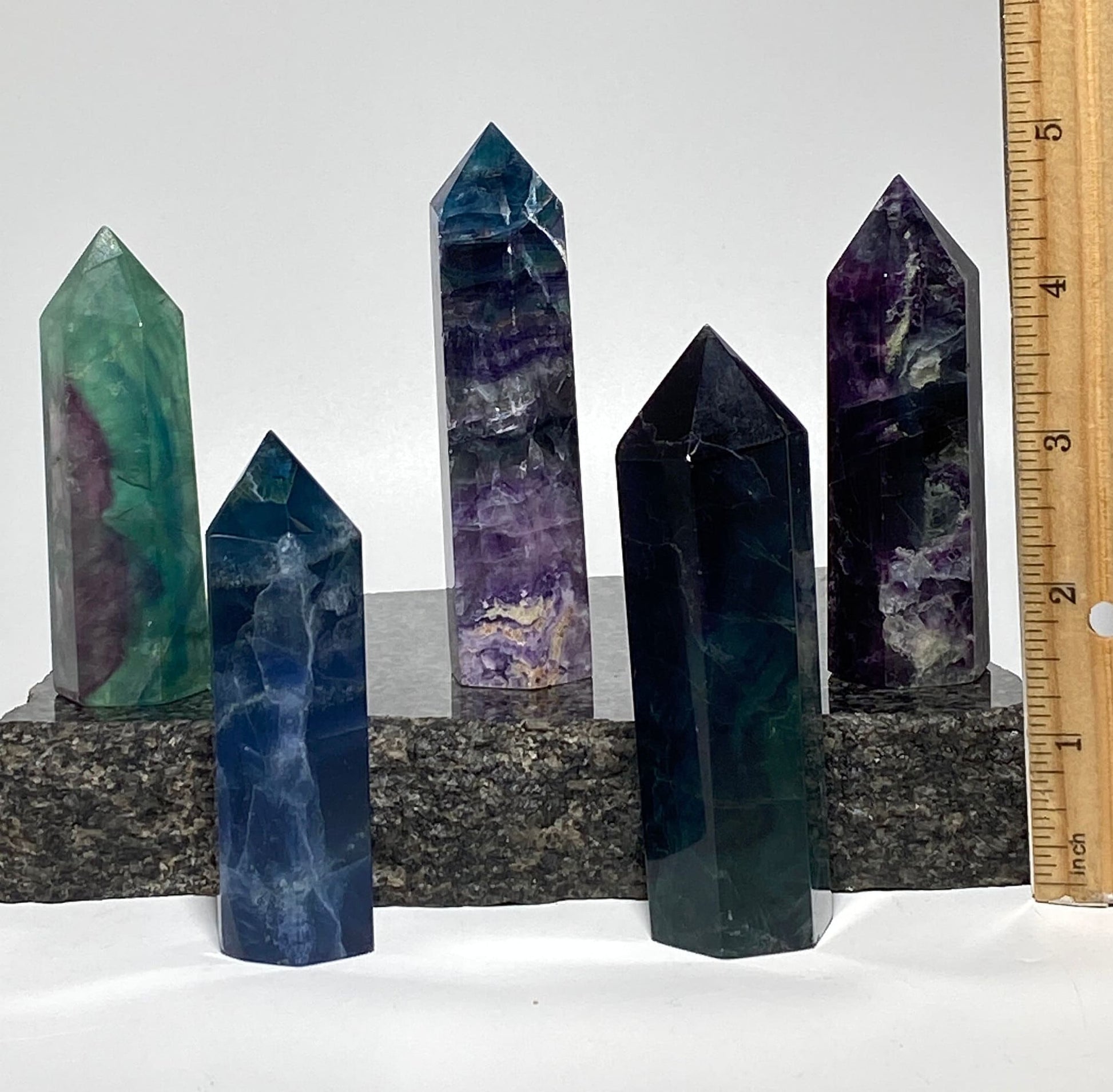 Rainbow fluorite crystal obelisk