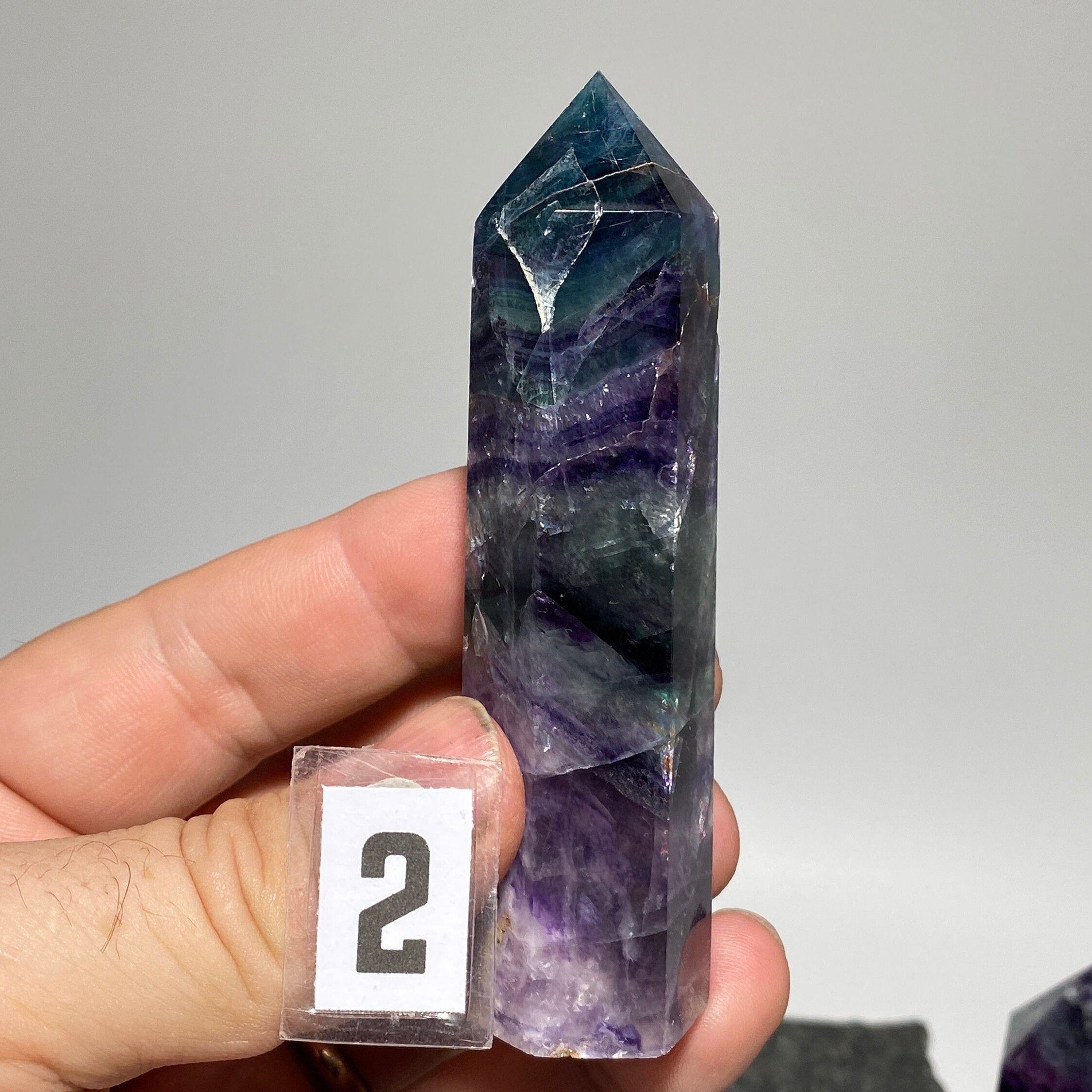 Rainbow fluorite crystal obelisk