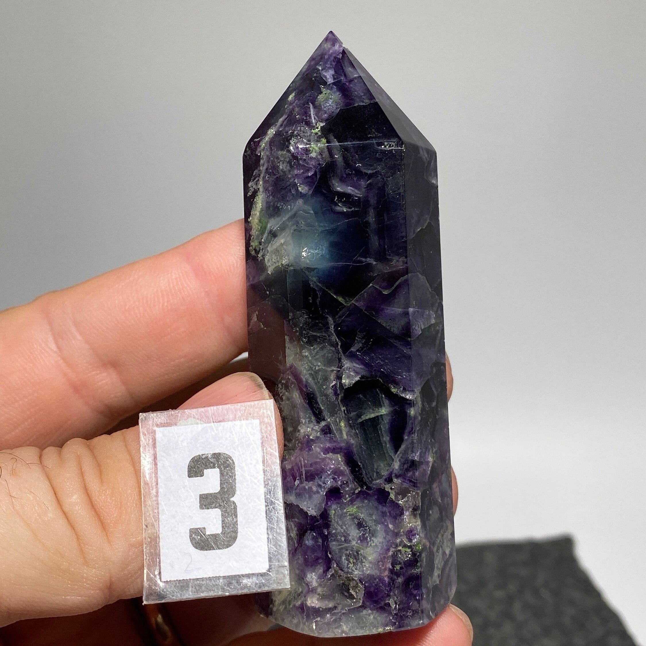 Rainbow fluorite crystal obelisk