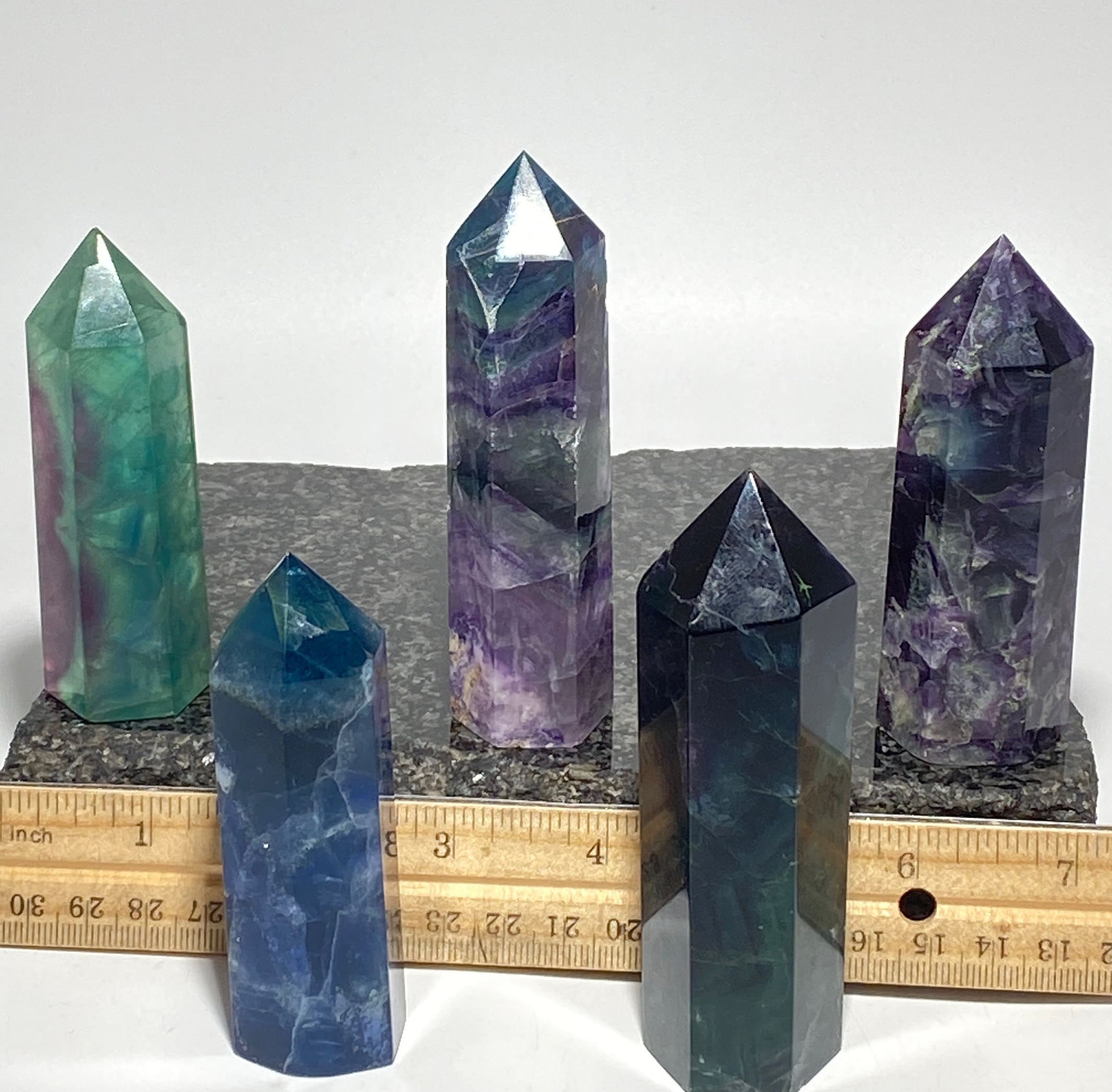 Rainbow fluorite crystal obelisk