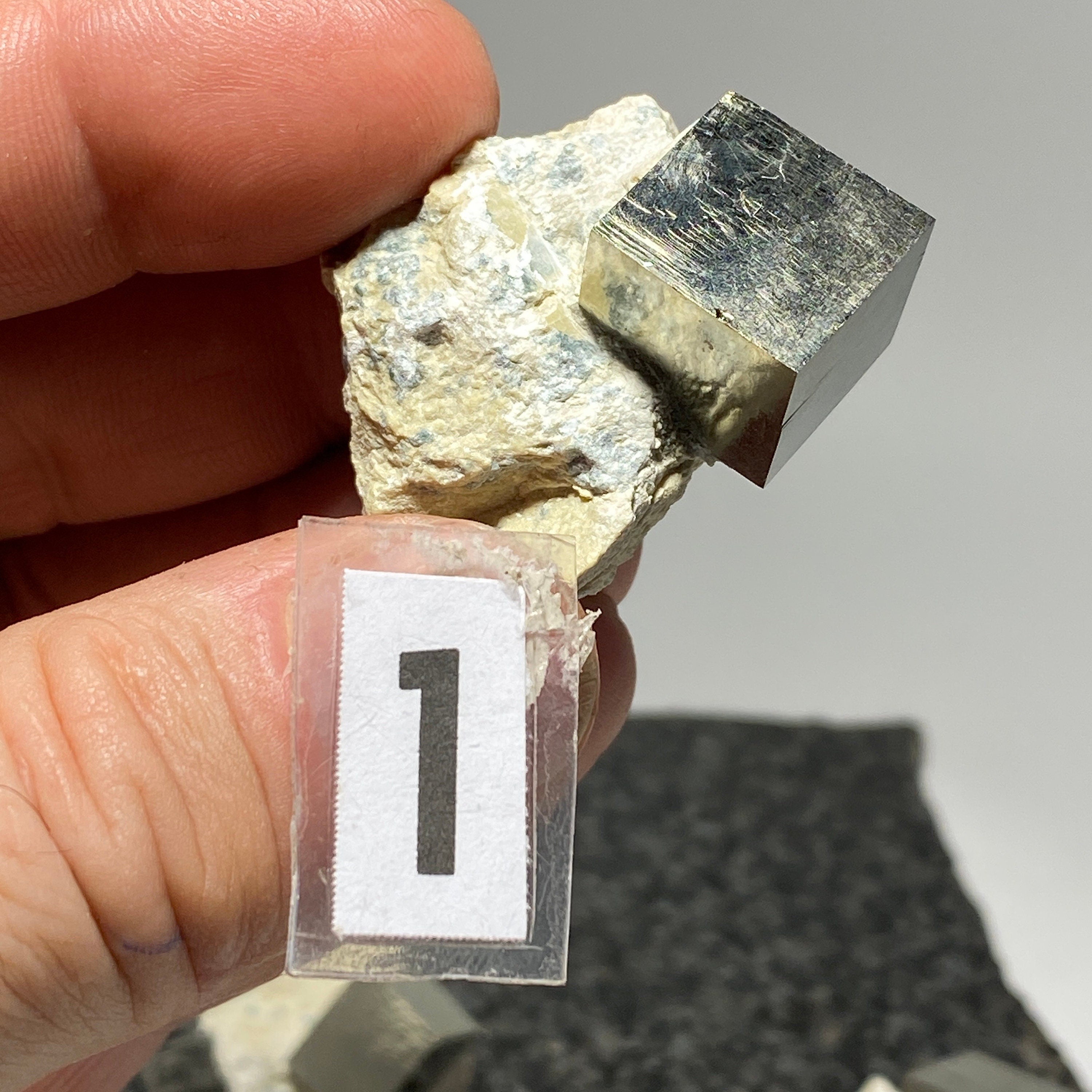 Small Pyrite cube crystal in Matrix from Navajun Spain | pyrite crystal, fools gold crystal, cubic pyrite specimen, iron sulfide, rock lover