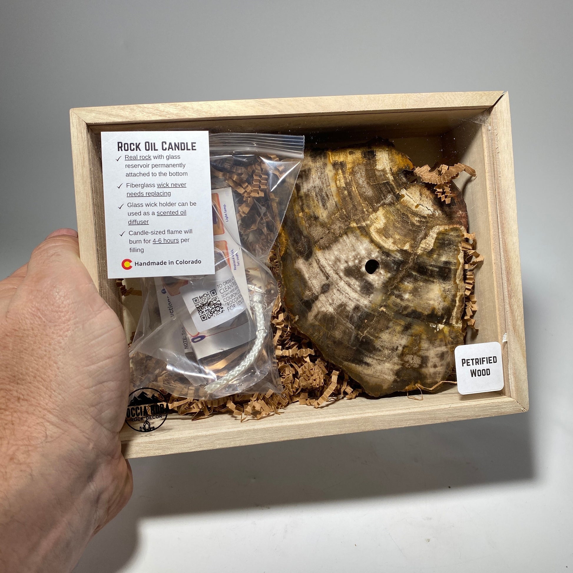 Rock Candle gift box - Petrified Wood
