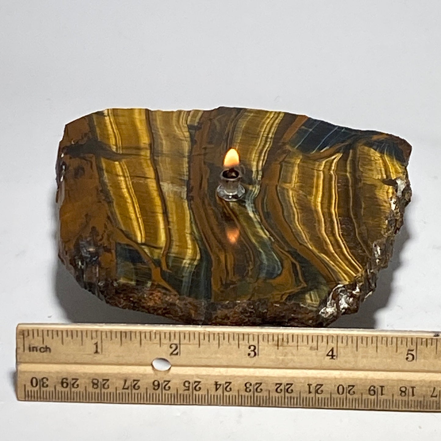 Tigers Eye Rock Candle | rock oil lamp, agate oil candle lamp, crystal stone candle, rustic oil lamp, rock lover or candle lover gift