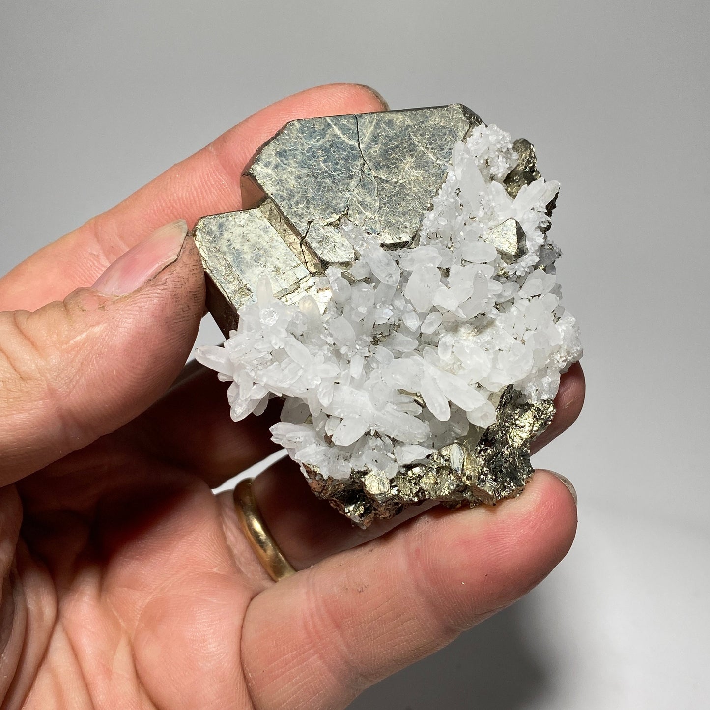 Peruvian Pyrite with Quartz Crystals | Great addition to a collection of gift for a rock lover, Peru Mineral