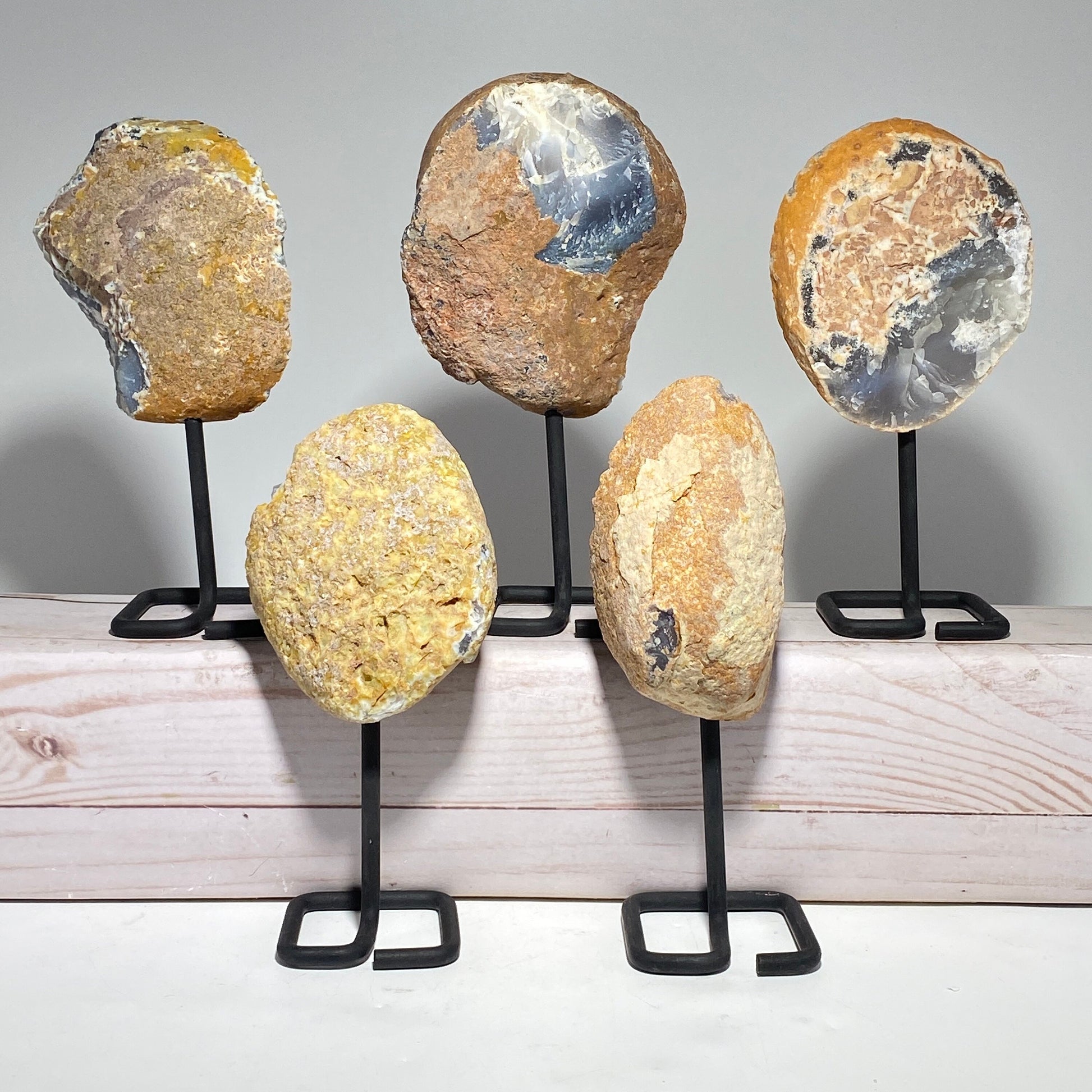 Natural Agate Geode on a metal stand