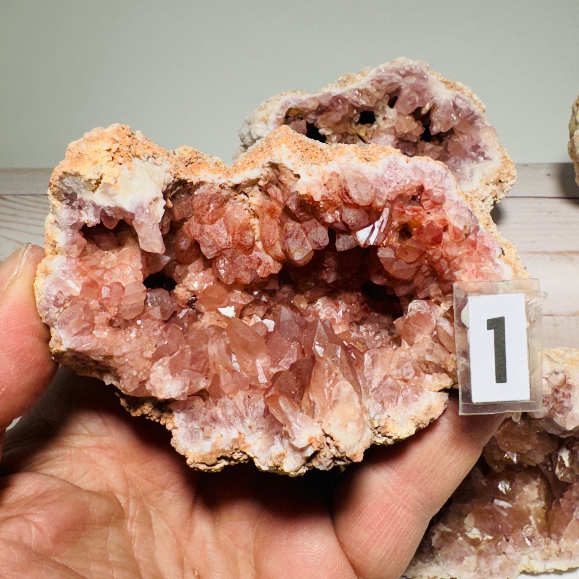Rare, large pink amethyst geode