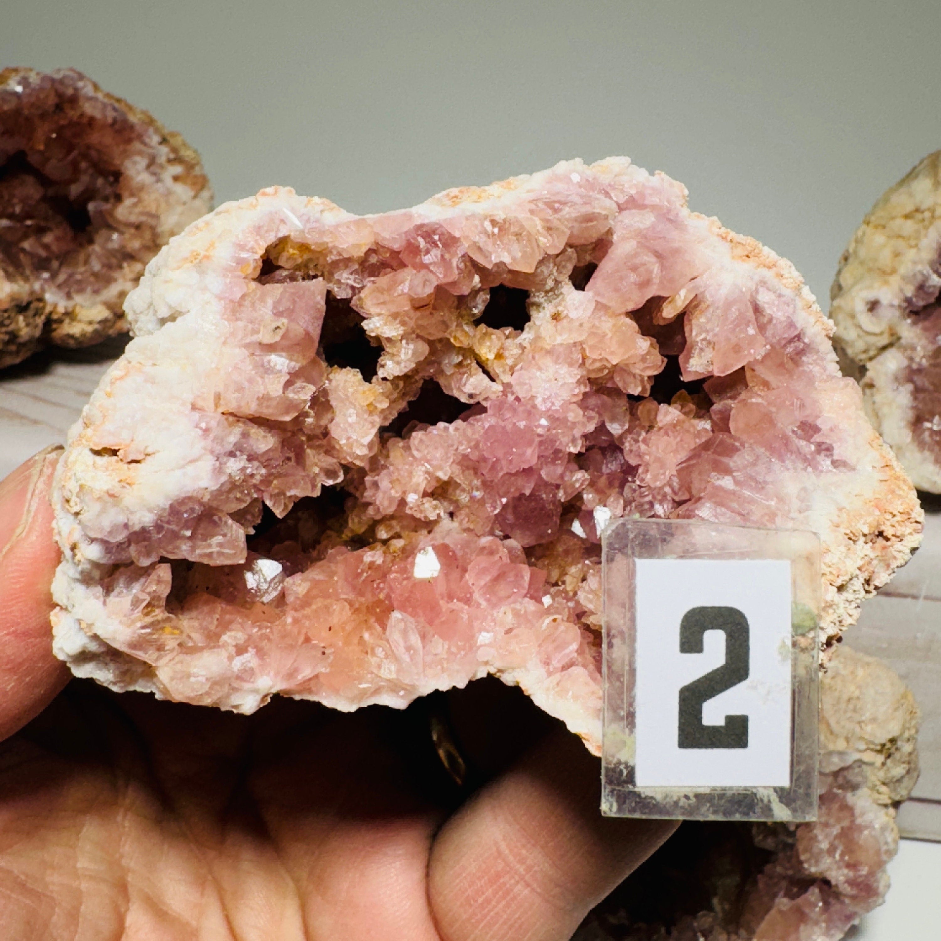 Rare, large pink amethyst geode