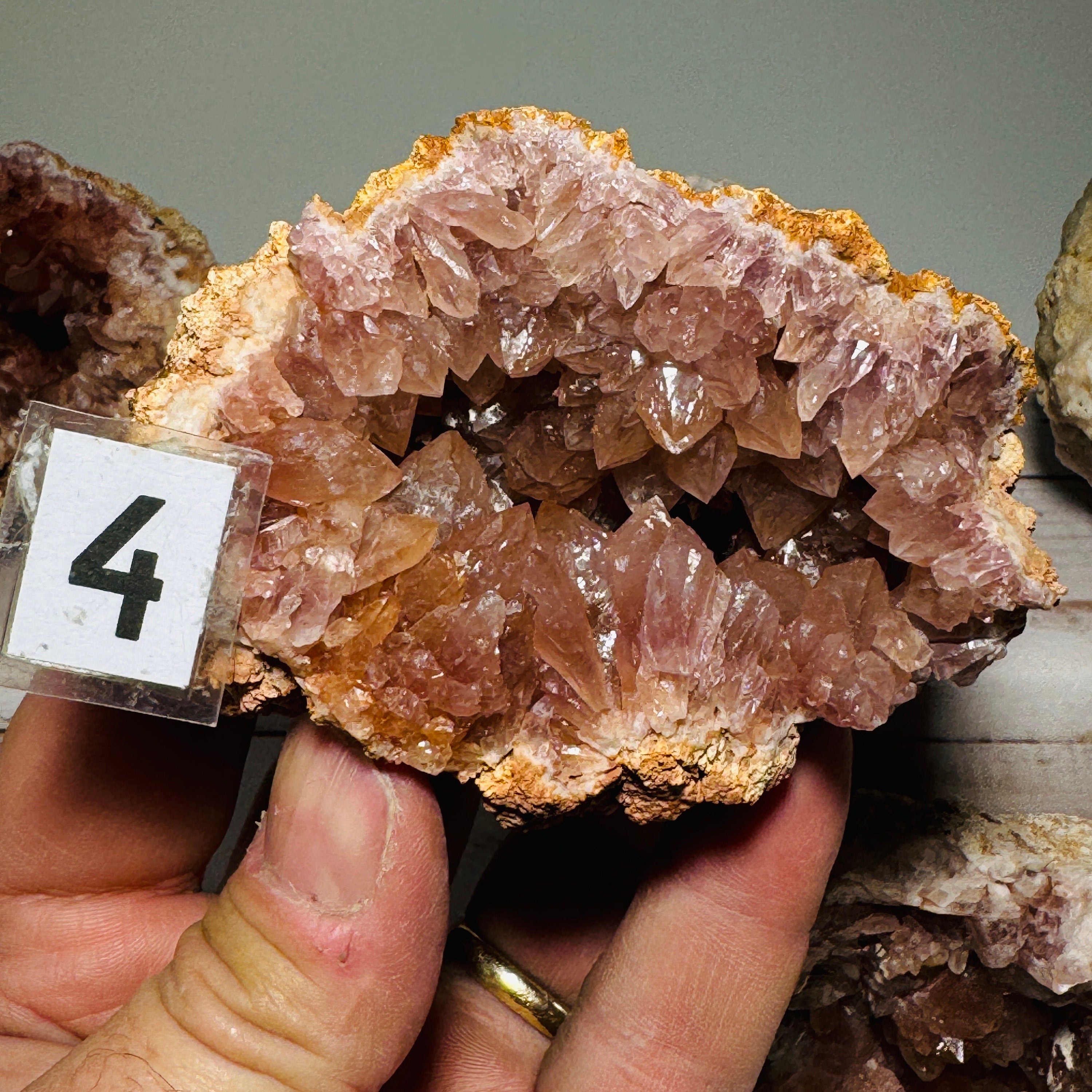 Rare, large pink amethyst geode