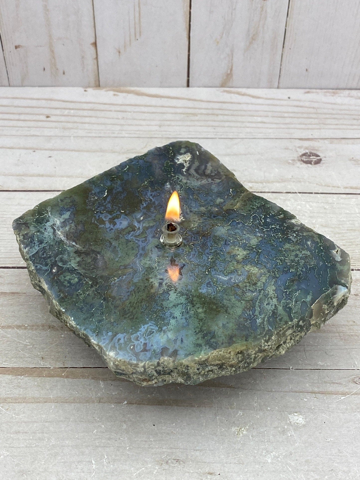 Rock Candle Gift Box - moss agate - RocciaRoba