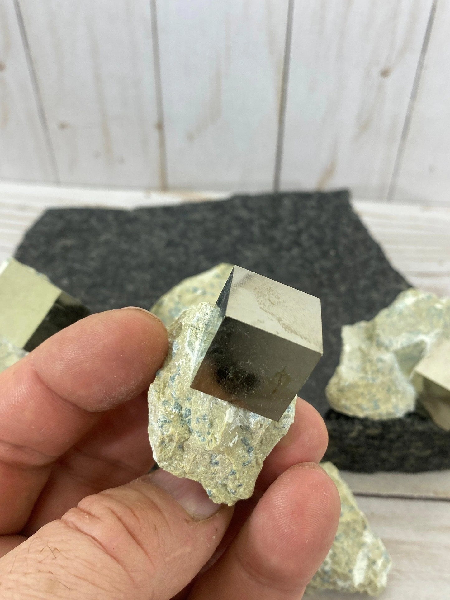 Small pyrite cube crystals from Navajun Spain - RocciaRoba